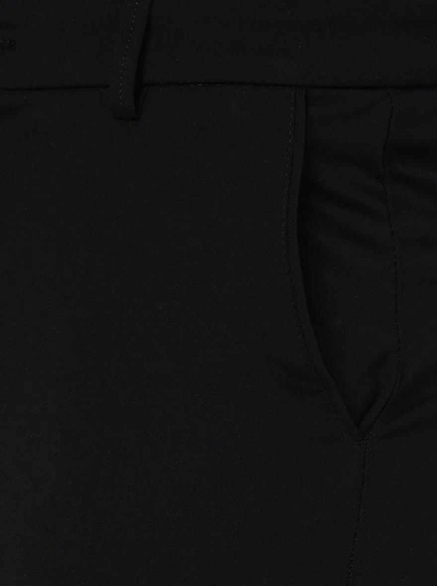 Black Solid Uno Fit Casual Trouser | JadeBlue