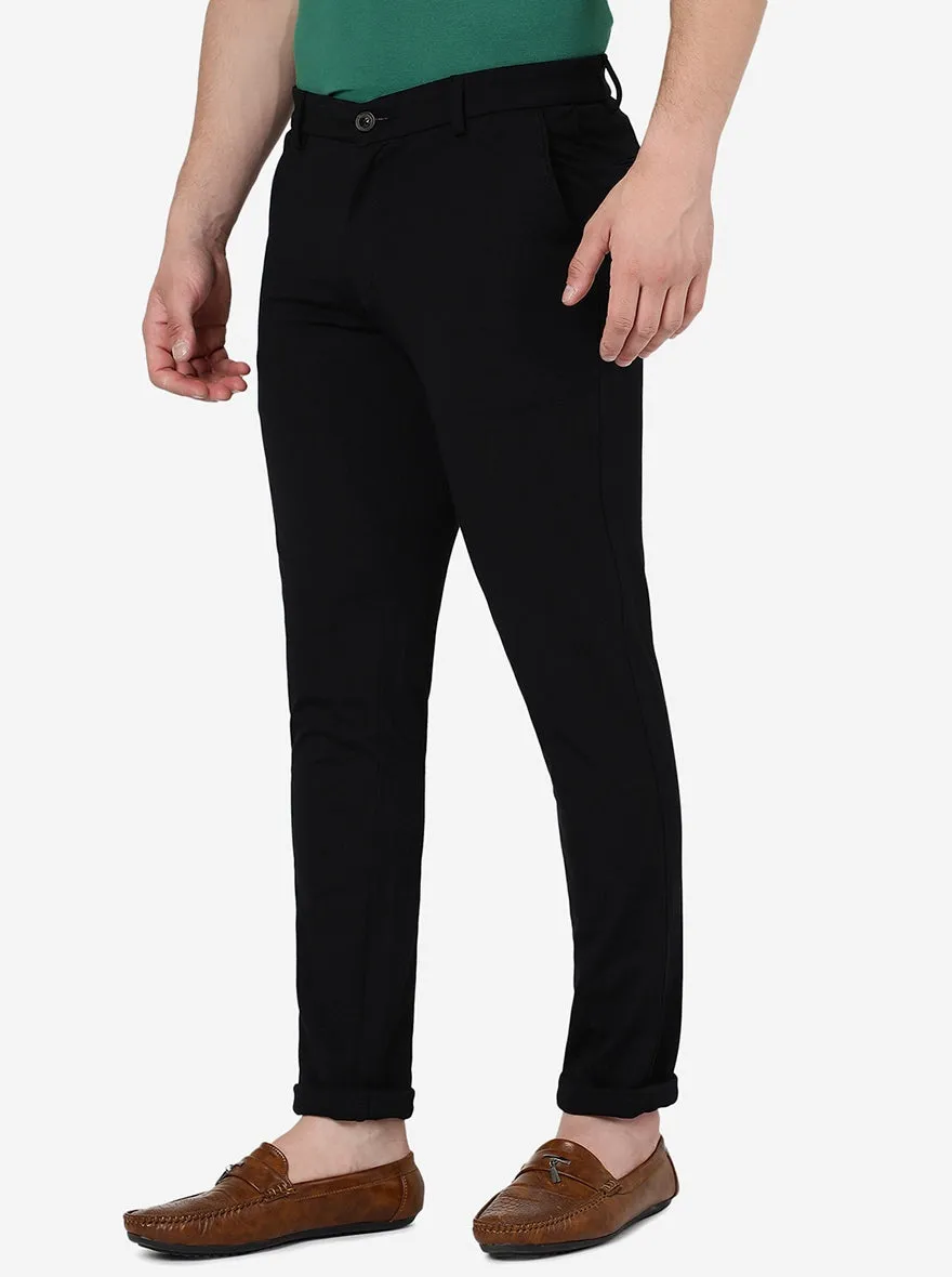Black Solid Uno Fit Casual Trouser | JadeBlue