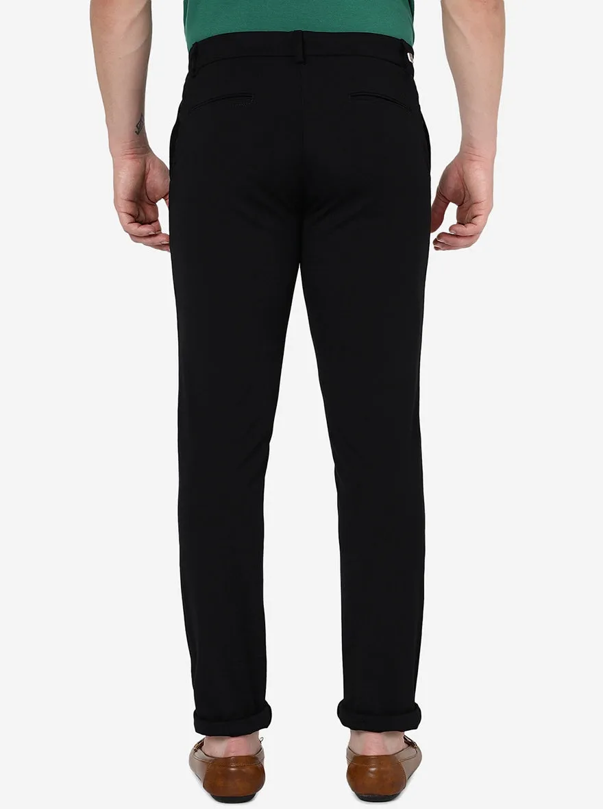 Black Solid Uno Fit Casual Trouser | JadeBlue