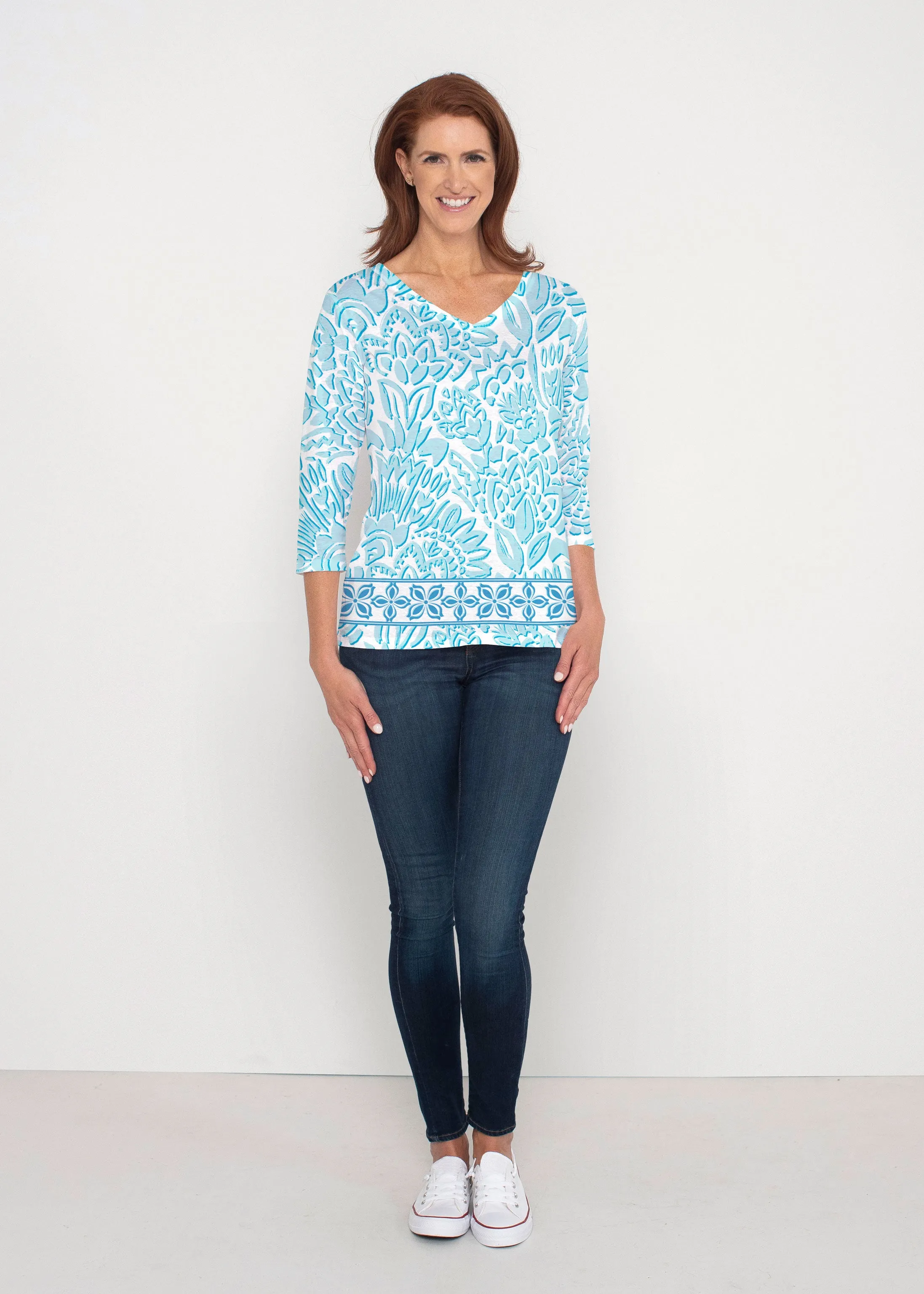 Bohemian Summer (8072) ~ Signature 3/4 Sleeve V-Neck Top