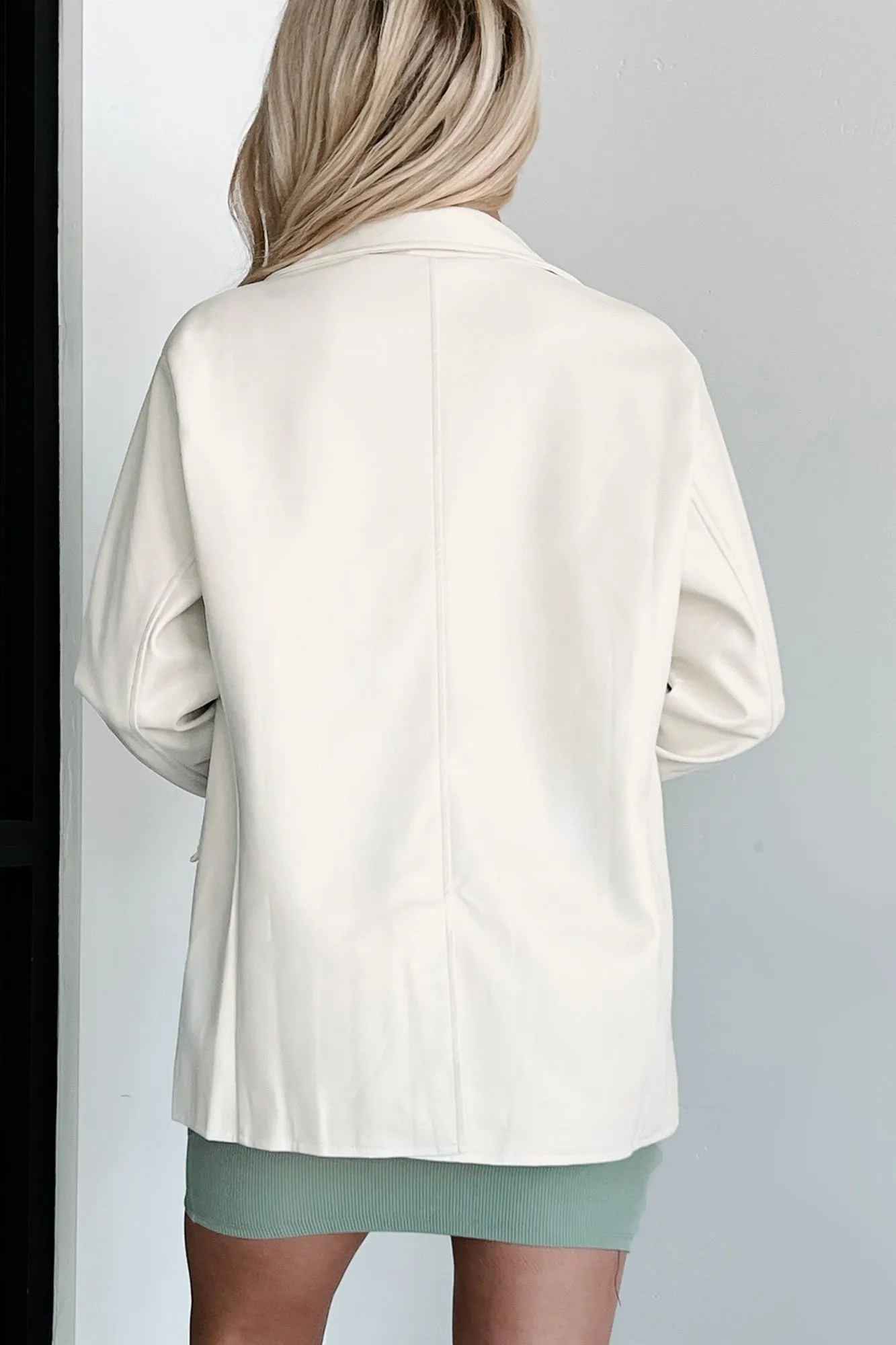 Bold Touch Faux Leather Blazer (Whip Cream)