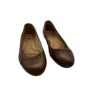 Born Womens Brown Leather Flats With Woven Toe Detail #6641
