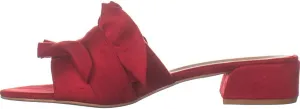 Brinley Co. Womens Salest Ruffle Faux Suede Slide-on Mules Red, 9 Regular US
