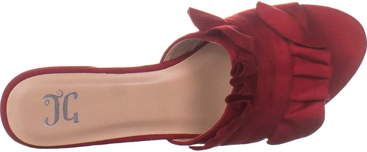 Brinley Co. Womens Salest Ruffle Faux Suede Slide-on Mules Red, 9 Regular US