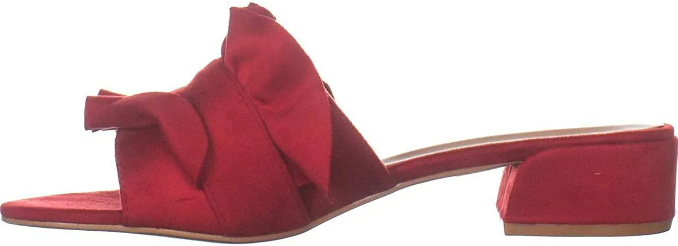 Brinley Co. Womens Salest Ruffle Faux Suede Slide-on Mules Red, 9 Regular US