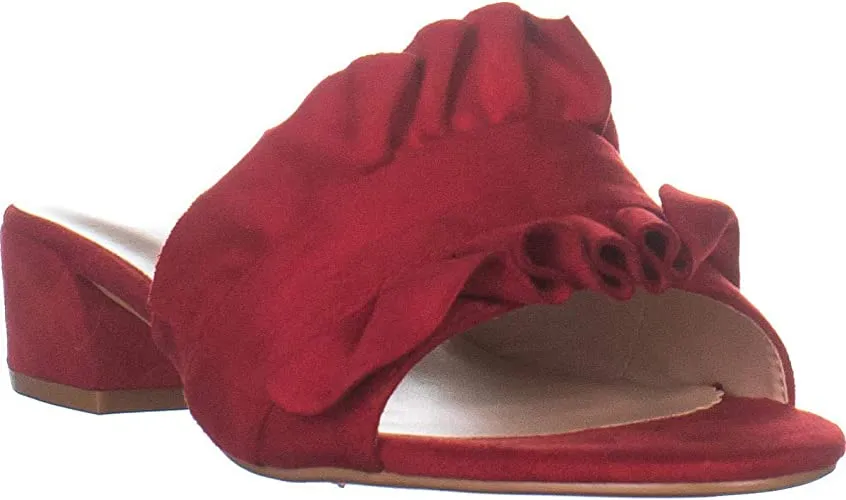 Brinley Co. Womens Salest Ruffle Faux Suede Slide-on Mules Red, 9 Regular US