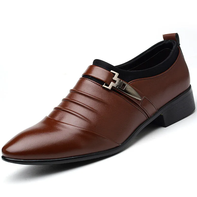 Business Folds Microfiber Leather Non Slip Men Dress Shoes