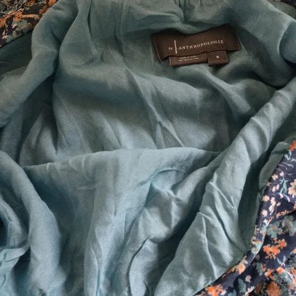 By Anthropologie Ruffle Flounce Maxi Skirt Size Small Blue Floral