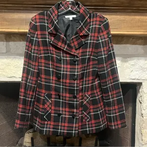 Cabi Tartan Plaid Double breasted Pea Coat