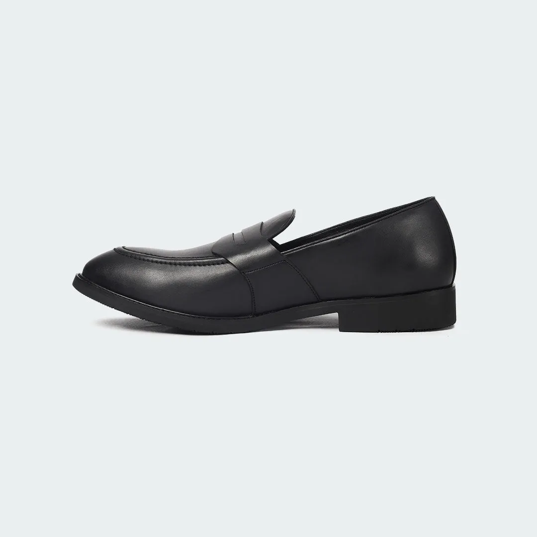 Caliber Shoes Black Penny Formal Shoes for Men (Y543C)