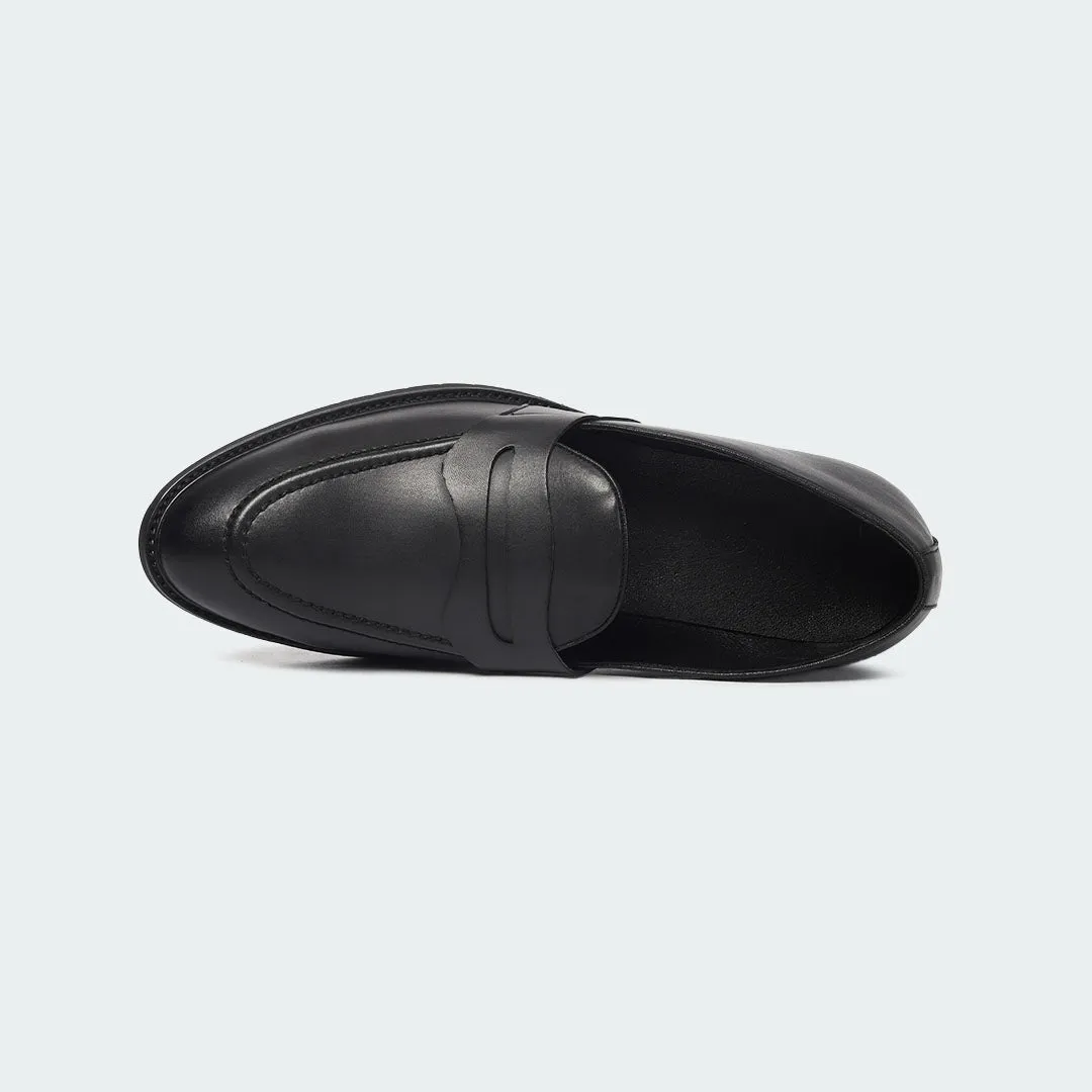 Caliber Shoes Black Penny Formal Shoes for Men (Y543C)