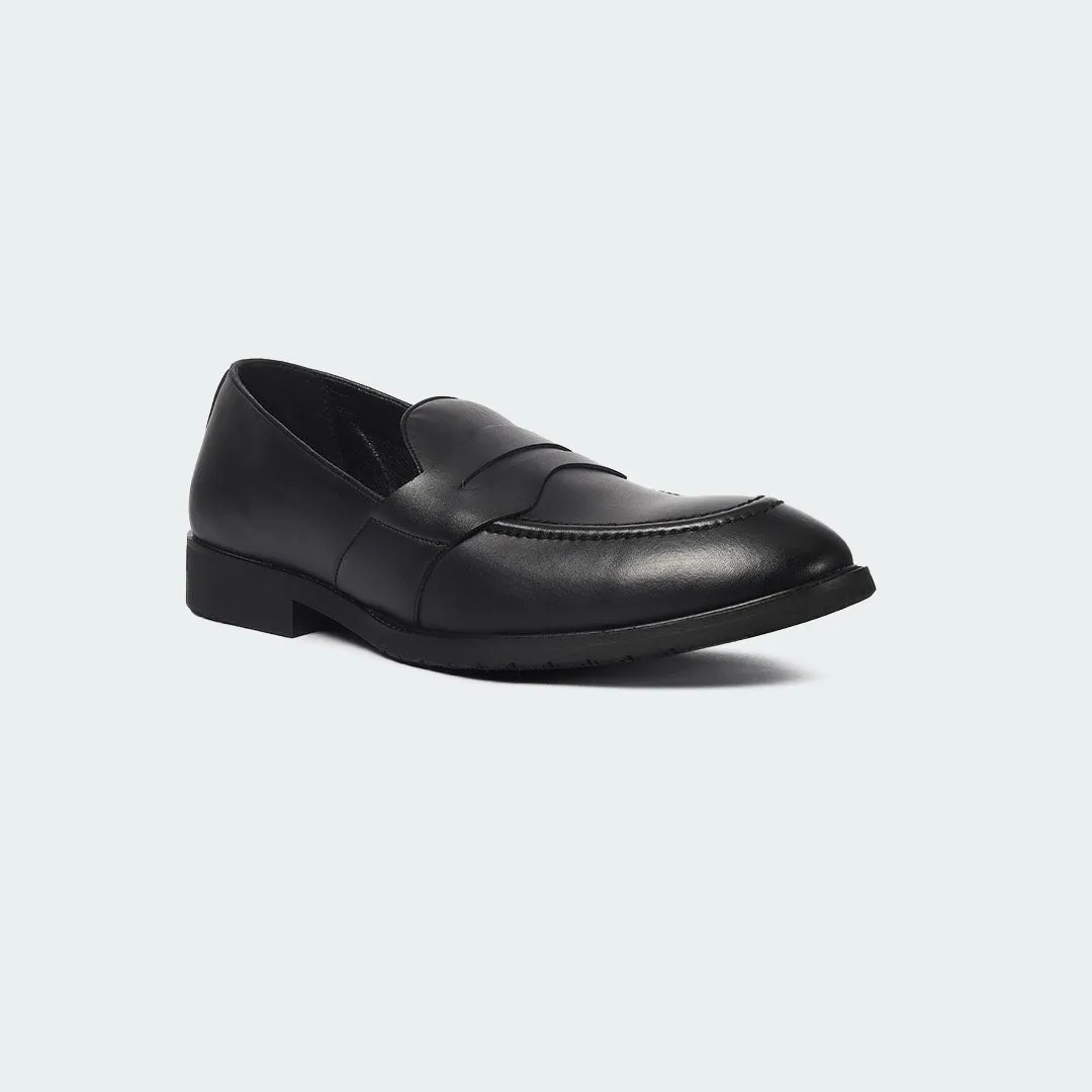 Caliber Shoes Black Penny Formal Shoes for Men (Y543C)
