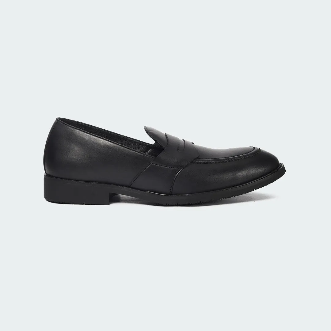 Caliber Shoes Black Penny Formal Shoes for Men (Y543C)