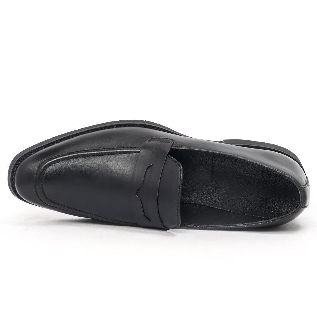 Caliber Shoes Black Slip On Formal Shoes for Men (T653C)
