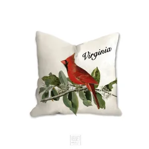 Cardinal throw pillow, state bird, wild life pillow, spiritual bird, Interior decor, home decor, pillow cover and insert, nature decor, red