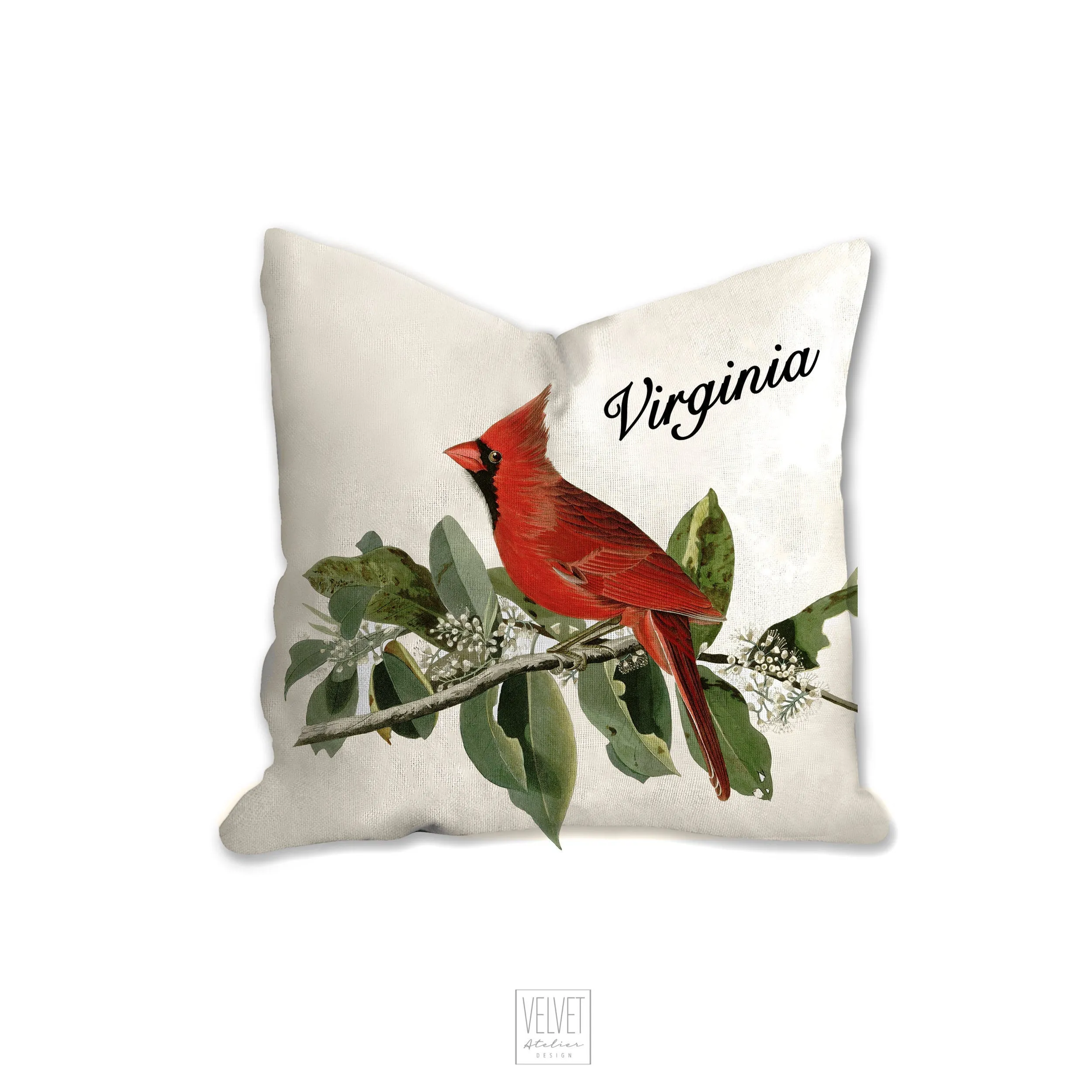 Cardinal throw pillow, state bird, wild life pillow, spiritual bird, Interior decor, home decor, pillow cover and insert, nature decor, red