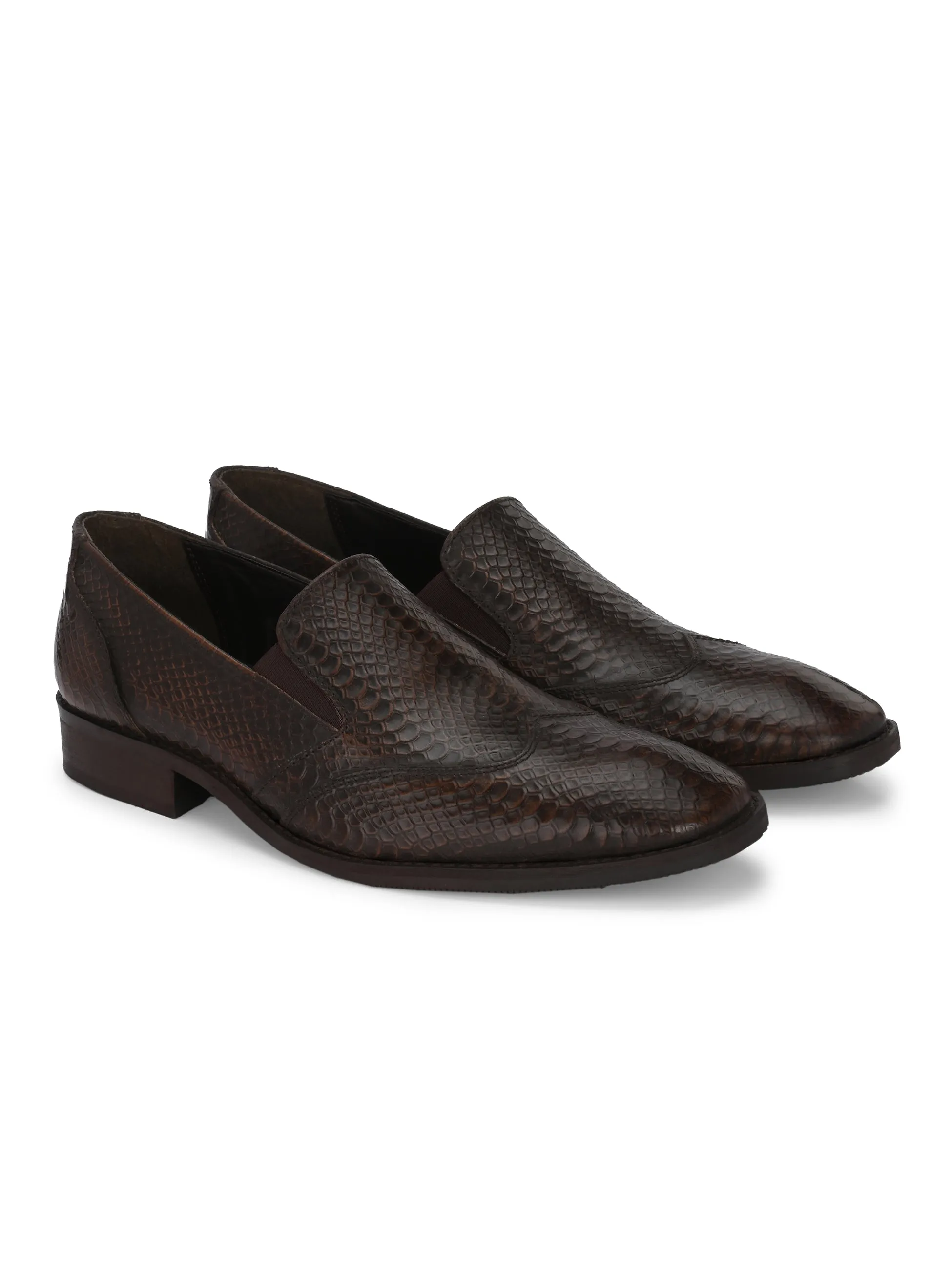 CARLO ROMANO BROWN COLOR PREMIUM ITALIAN RANGE SNAKE PRINTED LEATHER  MOCCASIN SHOE FOR MEN
