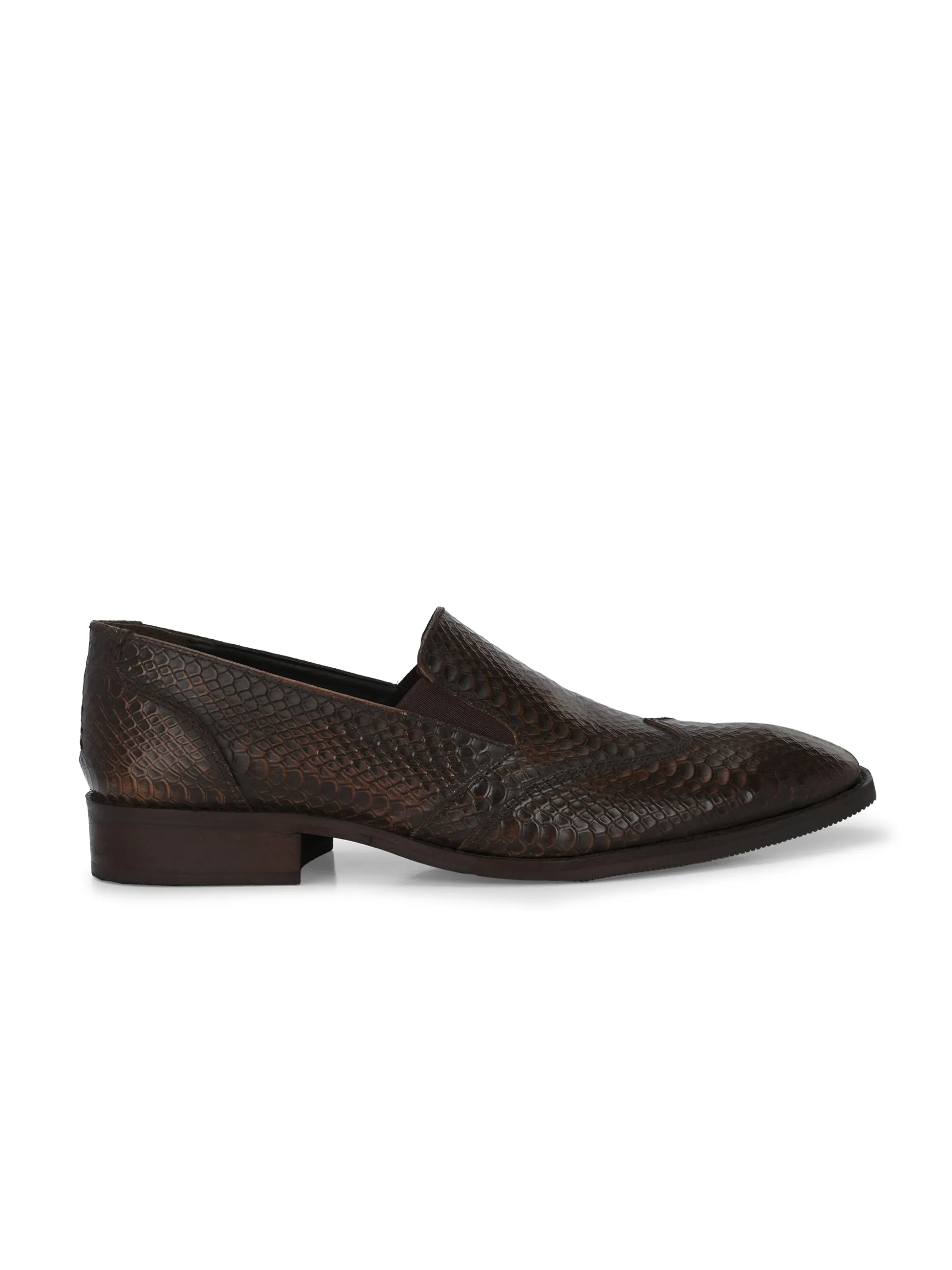 CARLO ROMANO BROWN COLOR PREMIUM ITALIAN RANGE SNAKE PRINTED LEATHER  MOCCASIN SHOE FOR MEN