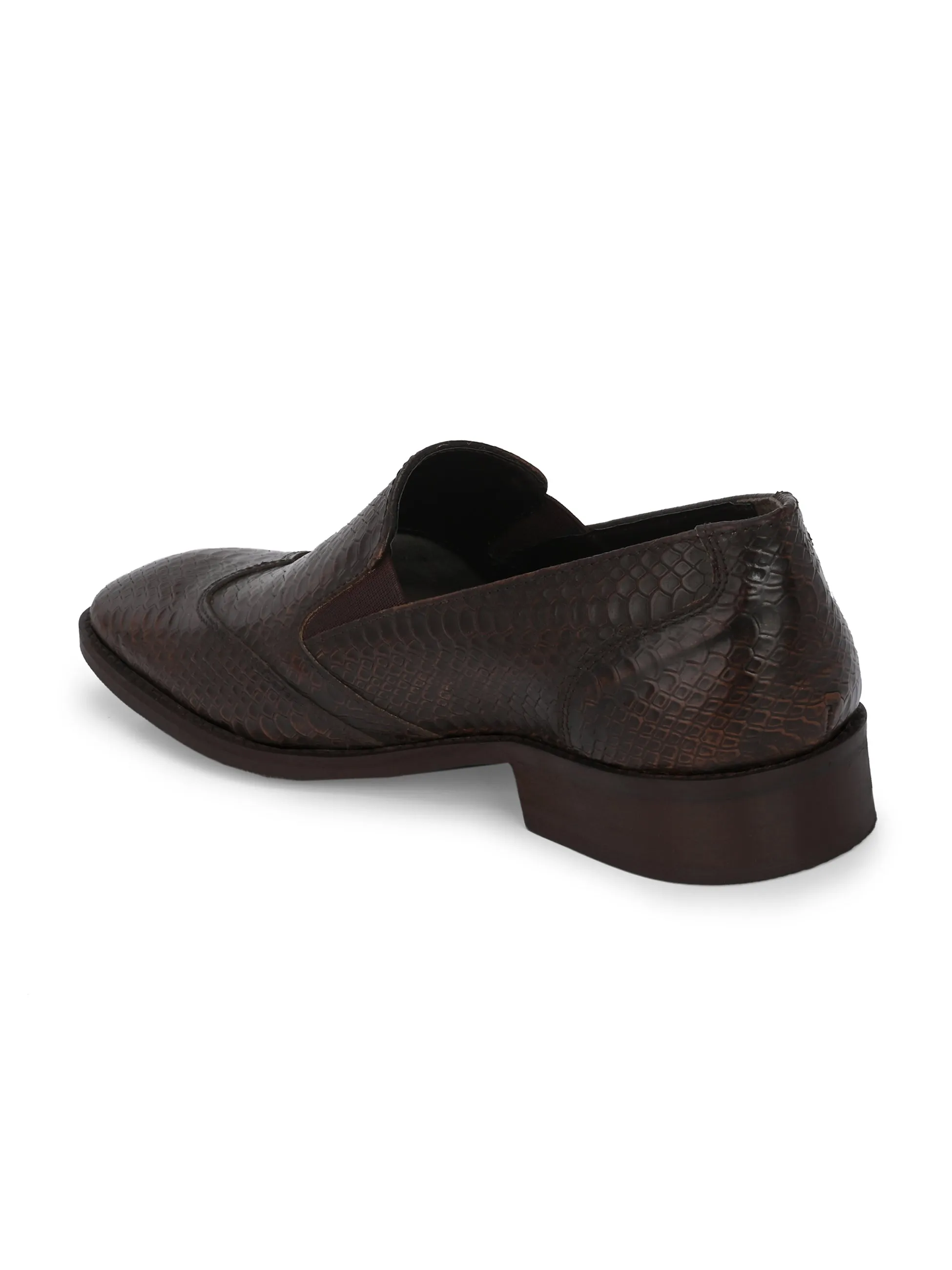 CARLO ROMANO BROWN COLOR PREMIUM ITALIAN RANGE SNAKE PRINTED LEATHER  MOCCASIN SHOE FOR MEN