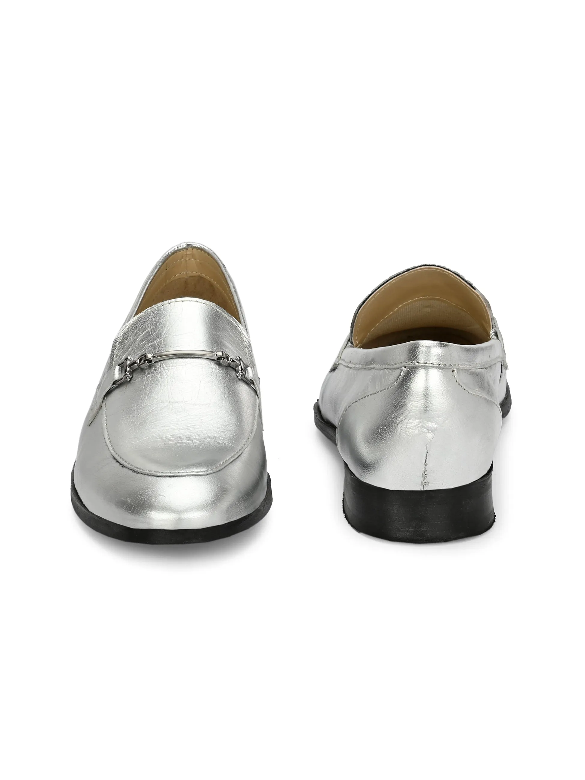 CARLO ROMANO BY WASAN SILVER COLOUR MOCCASIN SHOE FOR WOMEN