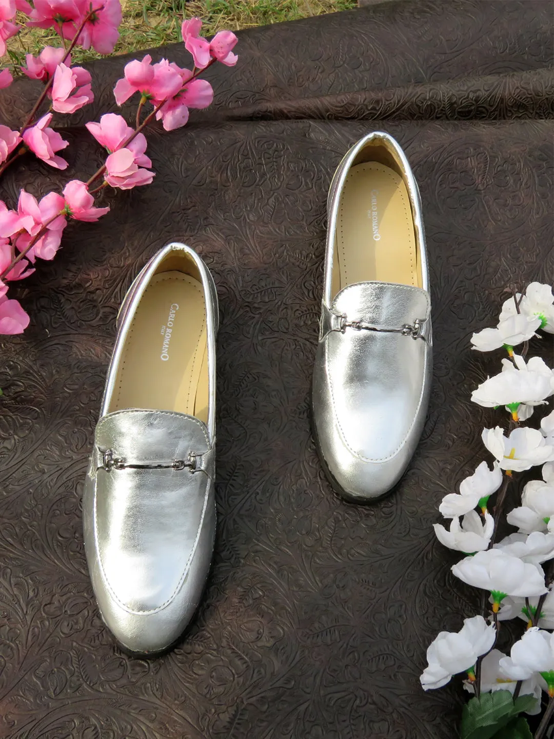CARLO ROMANO BY WASAN SILVER COLOUR MOCCASIN SHOE FOR WOMEN
