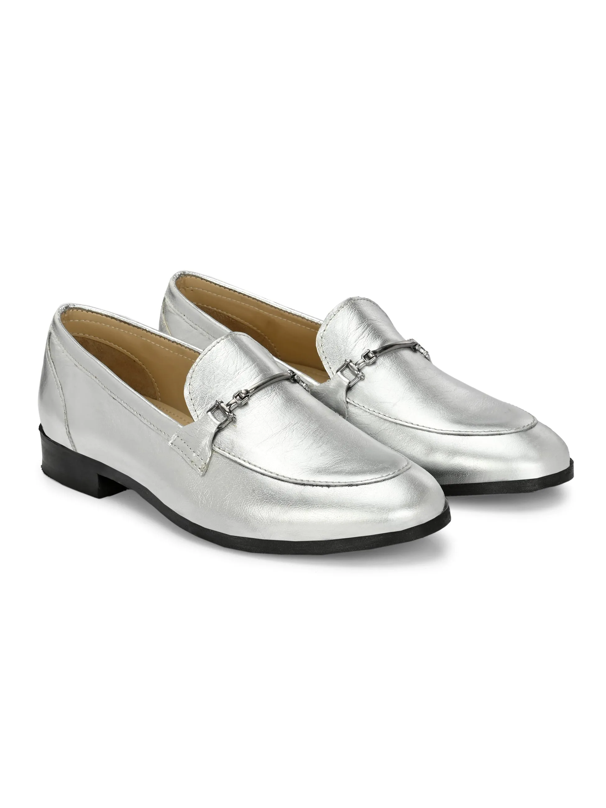 CARLO ROMANO BY WASAN SILVER COLOUR MOCCASIN SHOE FOR WOMEN