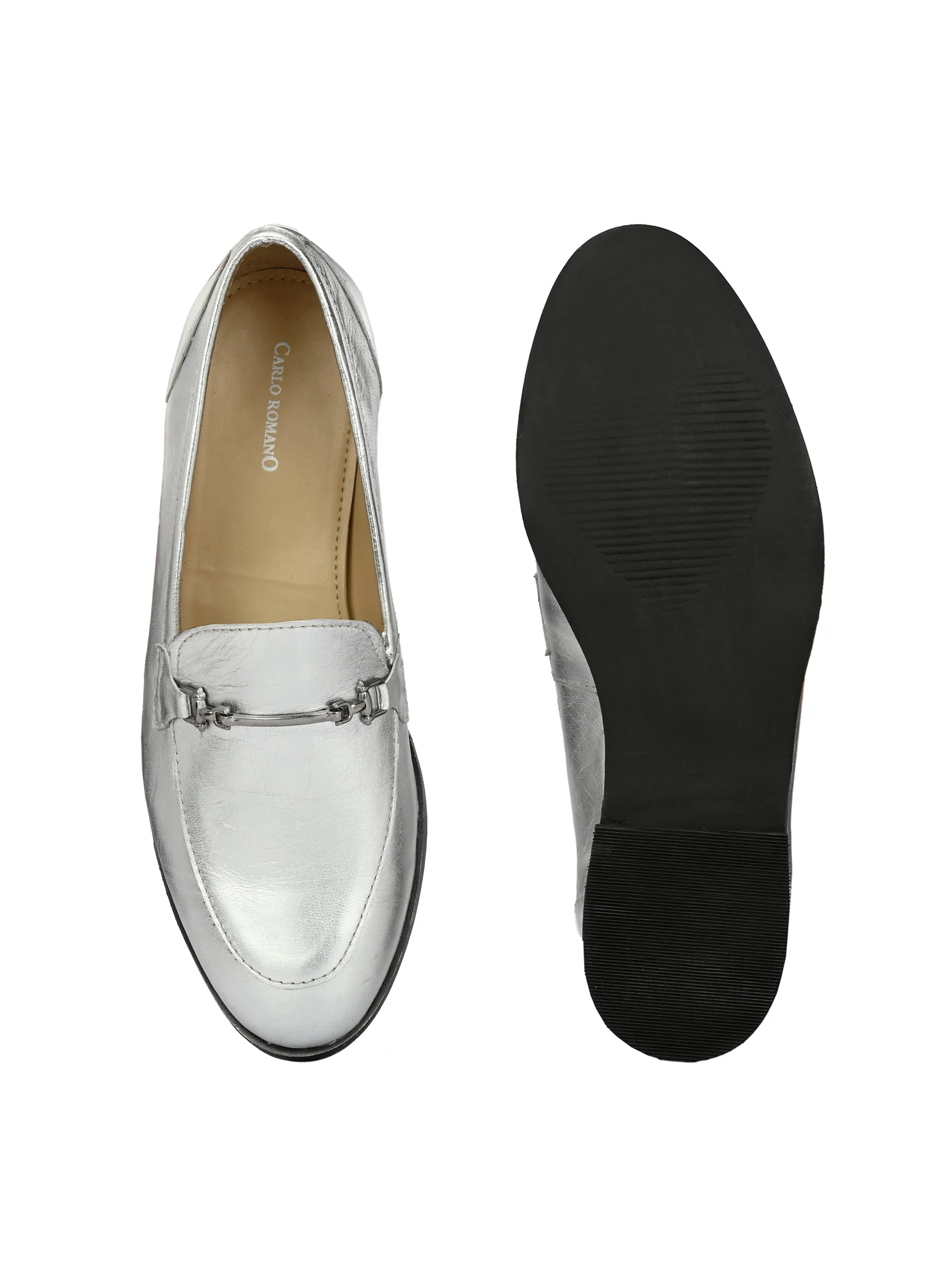 CARLO ROMANO BY WASAN SILVER COLOUR MOCCASIN SHOE FOR WOMEN