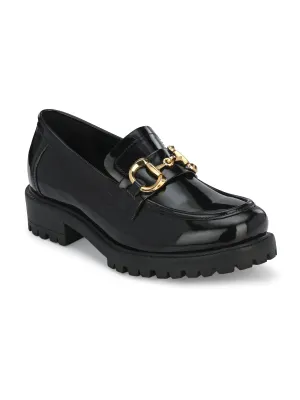 CARLO ROMANO BY WASAN VEGAN LEATHER PATENT BLACK COLOUR MOCCASIN FOR  WOMEN