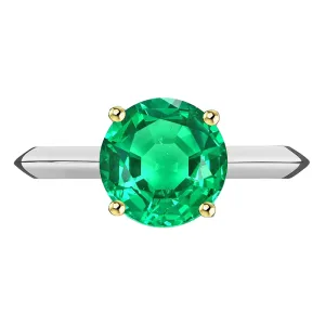 Casual Gemstone Ring Green Emerald Round Cut