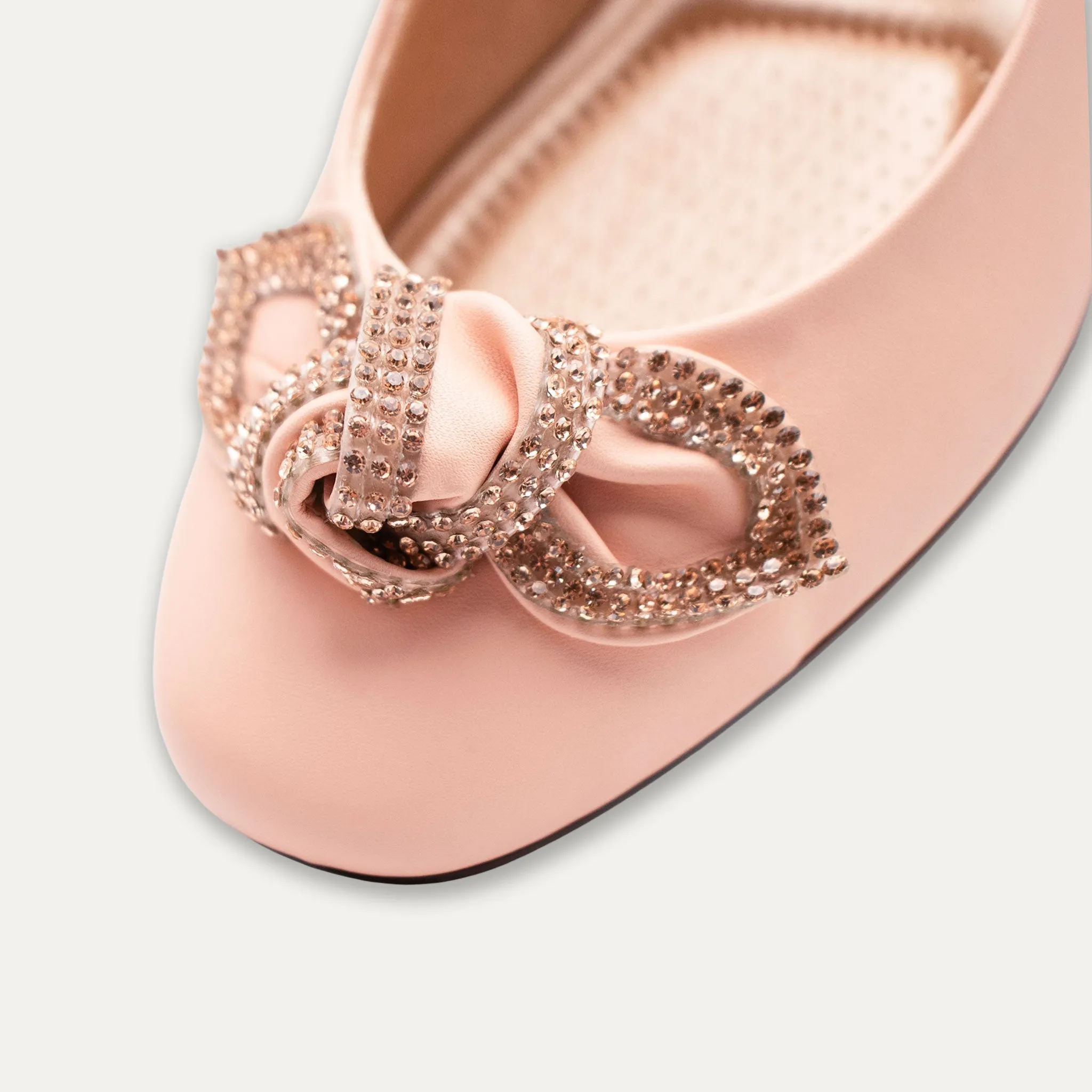 Catalina Crystal Bow Apricot Ballet Flats
