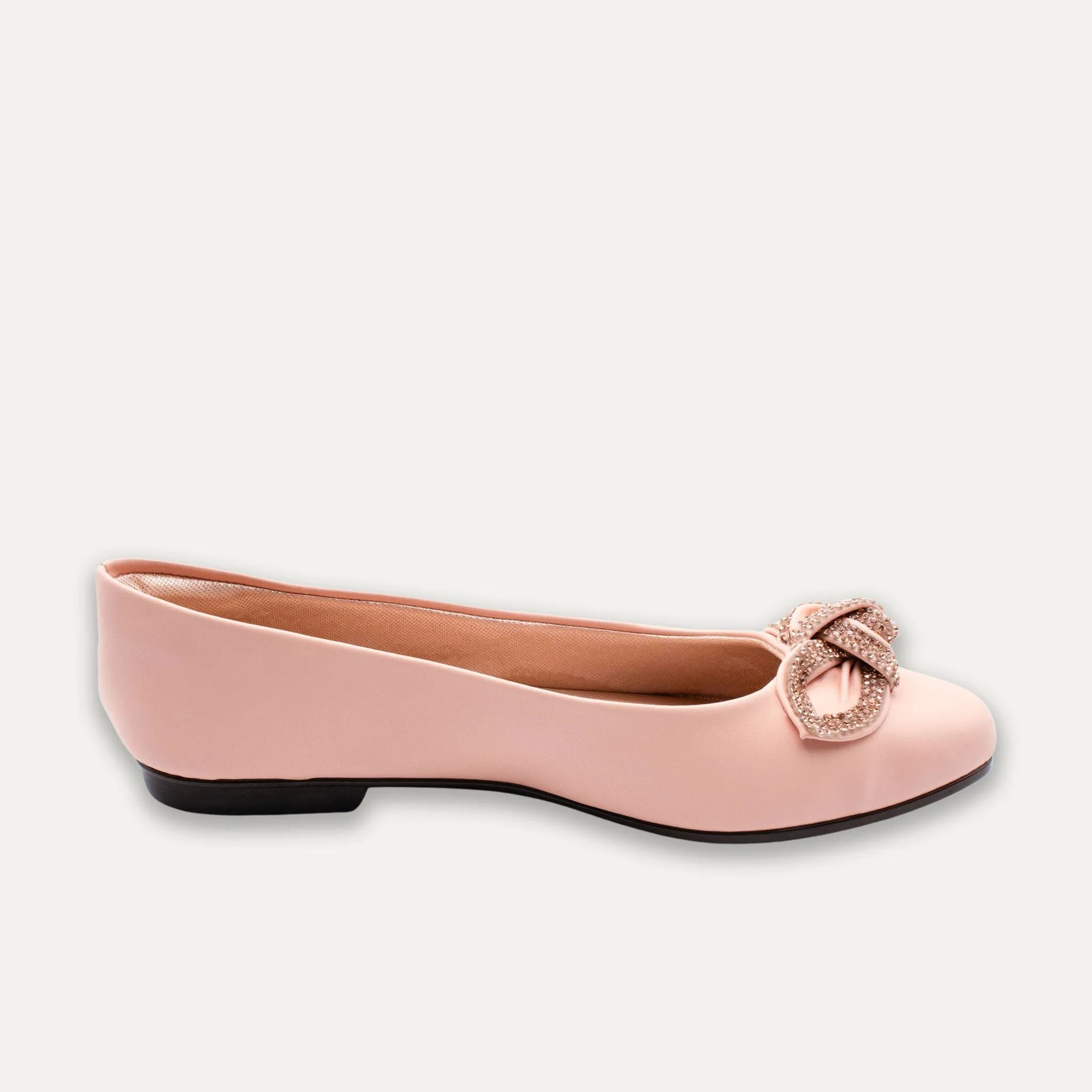 Catalina Crystal Bow Apricot Ballet Flats