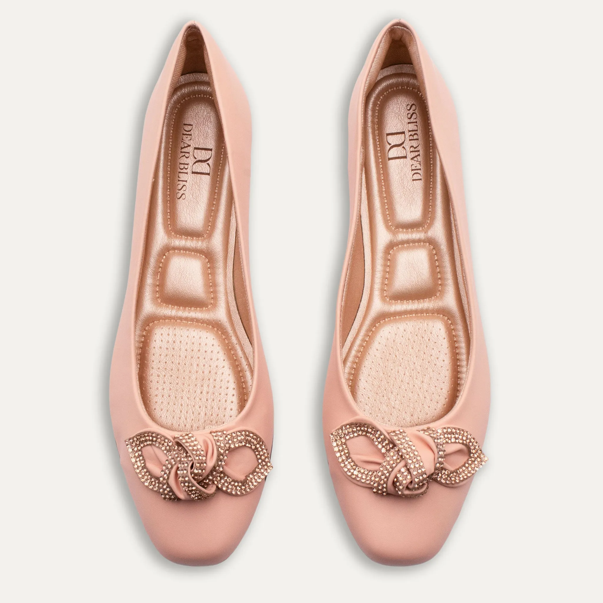Catalina Crystal Bow Apricot Ballet Flats