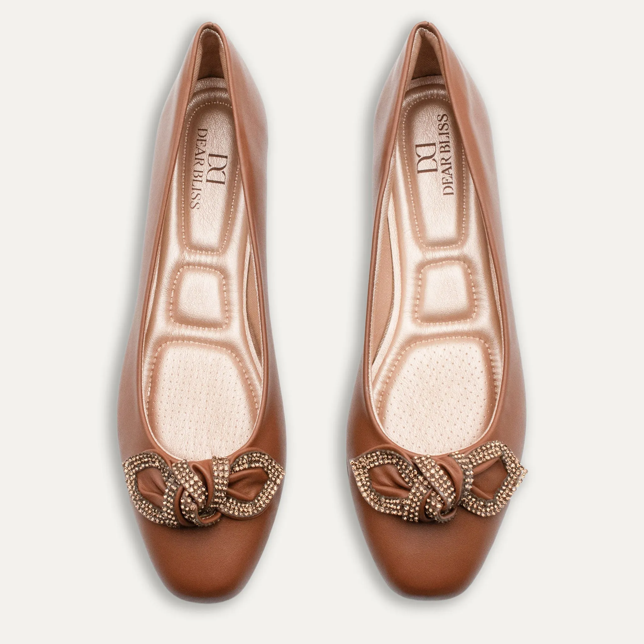 Catalina Crystal Bow Whisky Ballet Flats