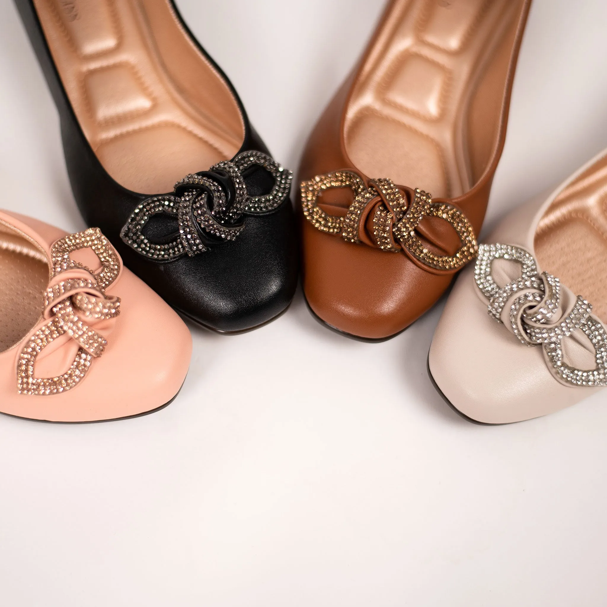 Catalina Crystal Bow Whisky Ballet Flats