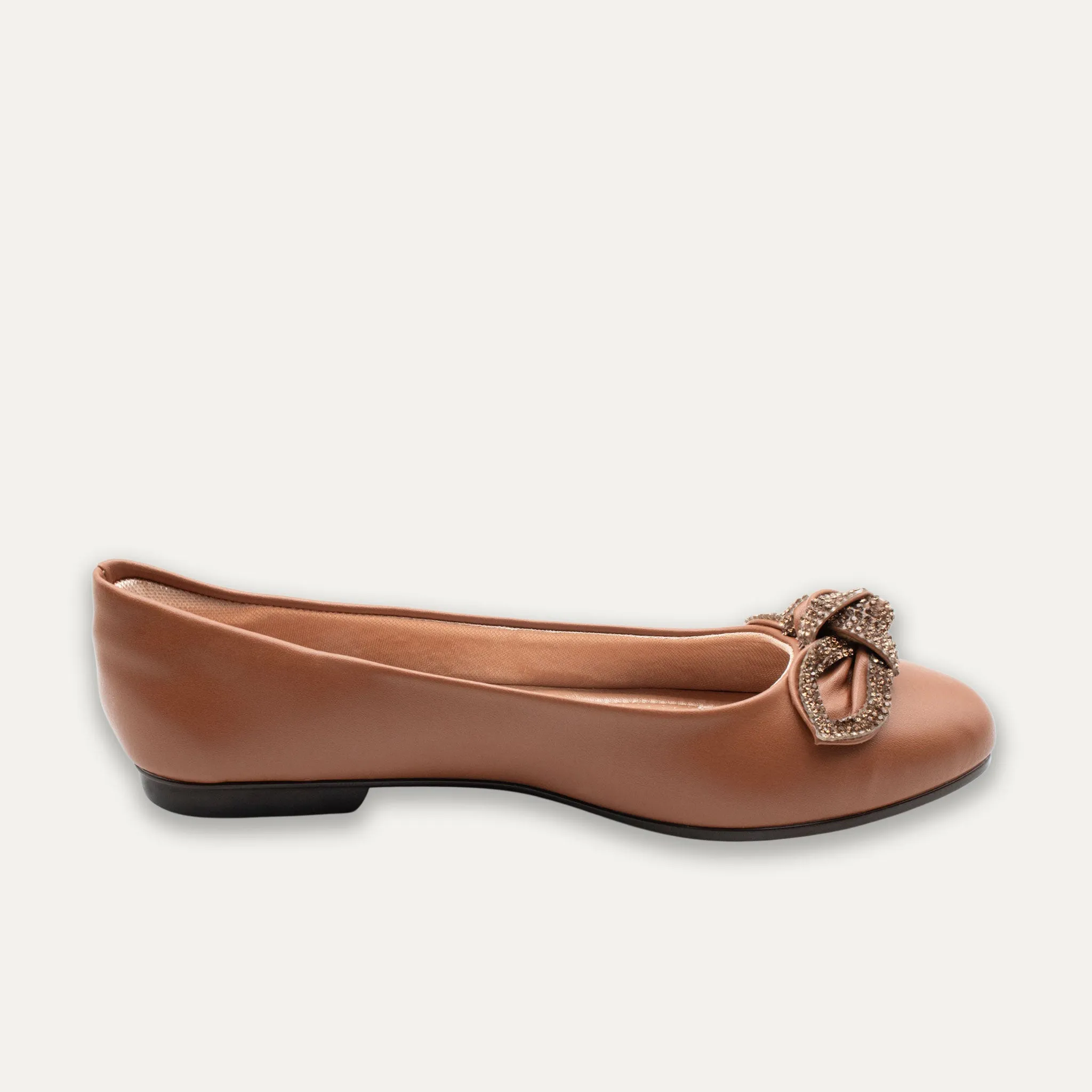 Catalina Crystal Bow Whisky Ballet Flats