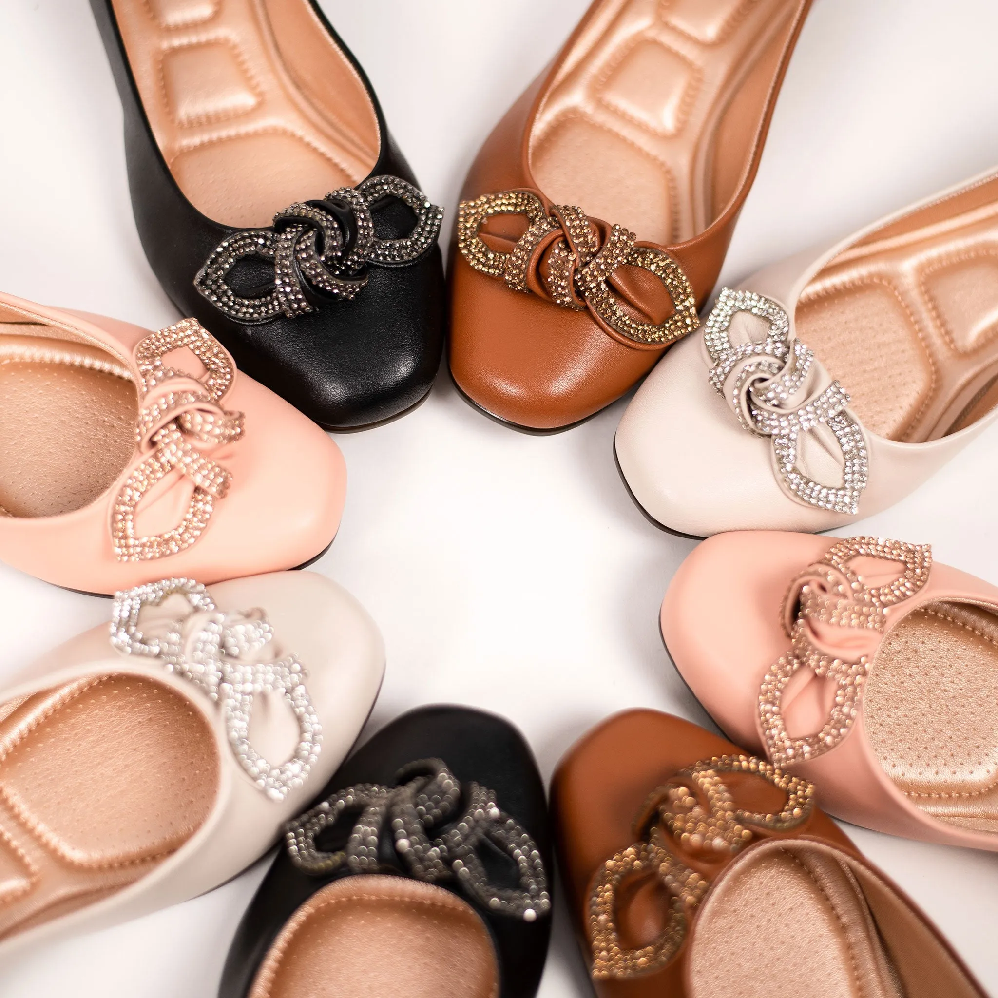 Catalina Crystal Bow Whisky Ballet Flats