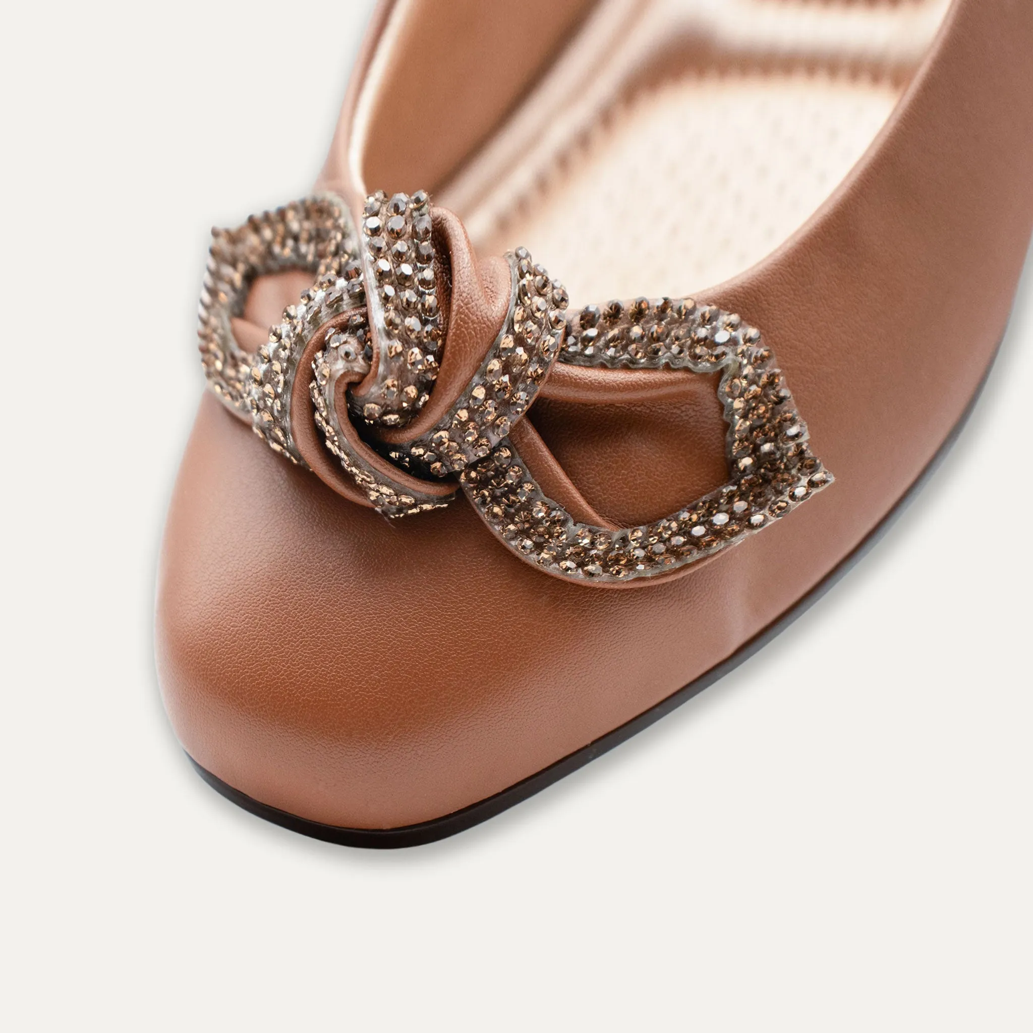 Catalina Crystal Bow Whisky Ballet Flats