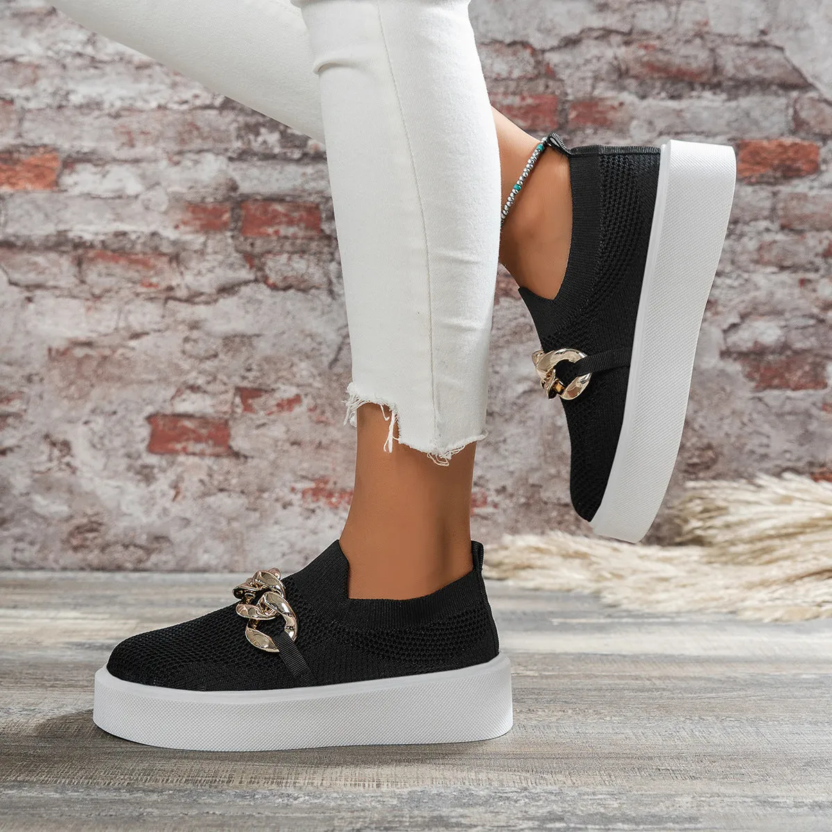 Chain Flats Breathable Mesh Shoes