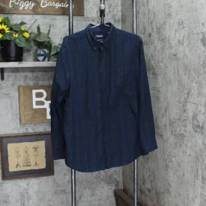 Chaps Long Sleeve Button Up Lightweight Easy Care Twill Button Up Shirt Green L