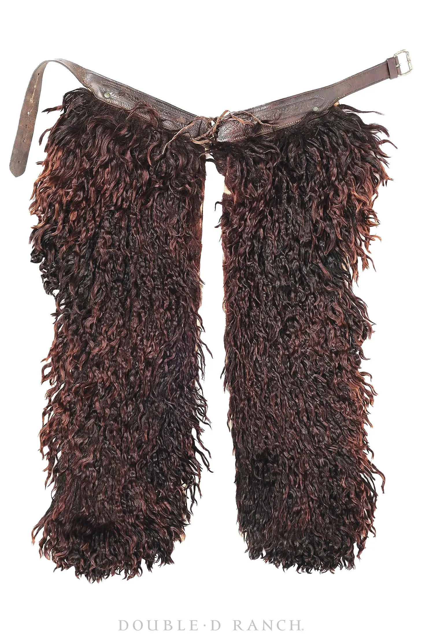 Chaps, Woolies, Brown Angora, Garcia, Elko, NV, No. 1 "Chapareras," Handtooled Leather, Vintage, ‘20s, Provenance, Misc877