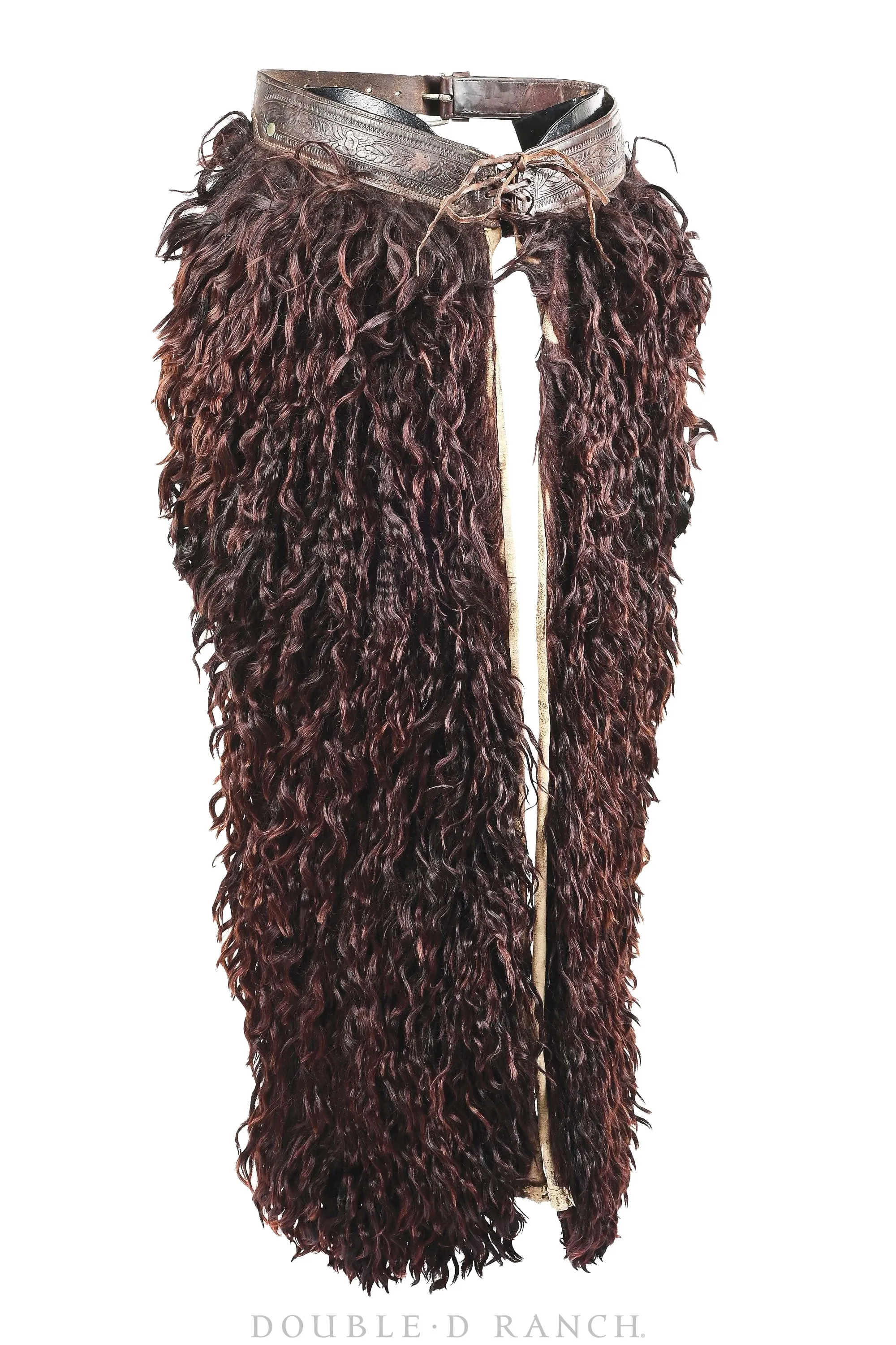 Chaps, Woolies, Brown Angora, Garcia, Elko, NV, No. 1 "Chapareras," Handtooled Leather, Vintage, ‘20s, Provenance, Misc877