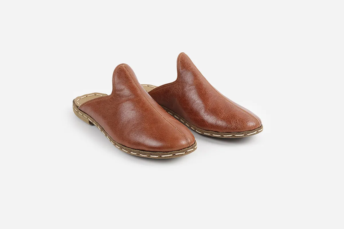 Chestnut Handmade Leather Slippers (Women's)