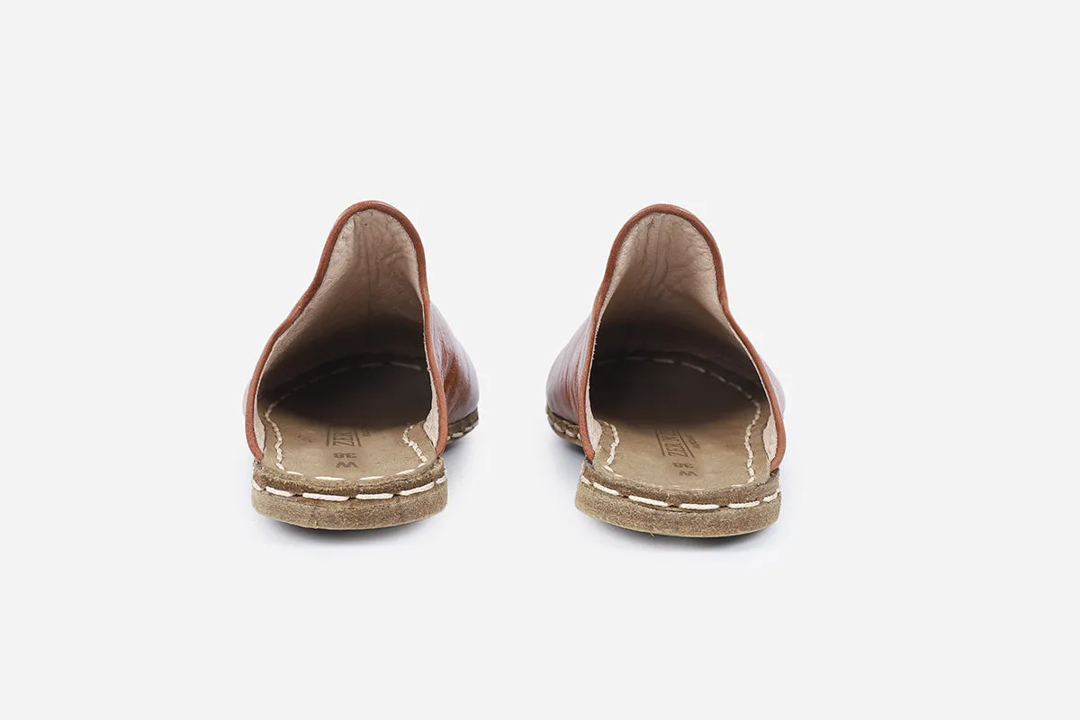 Chestnut Handmade Leather Slippers (Women's)