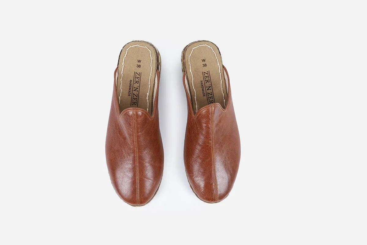 Chestnut Handmade Leather Slippers (Women's)