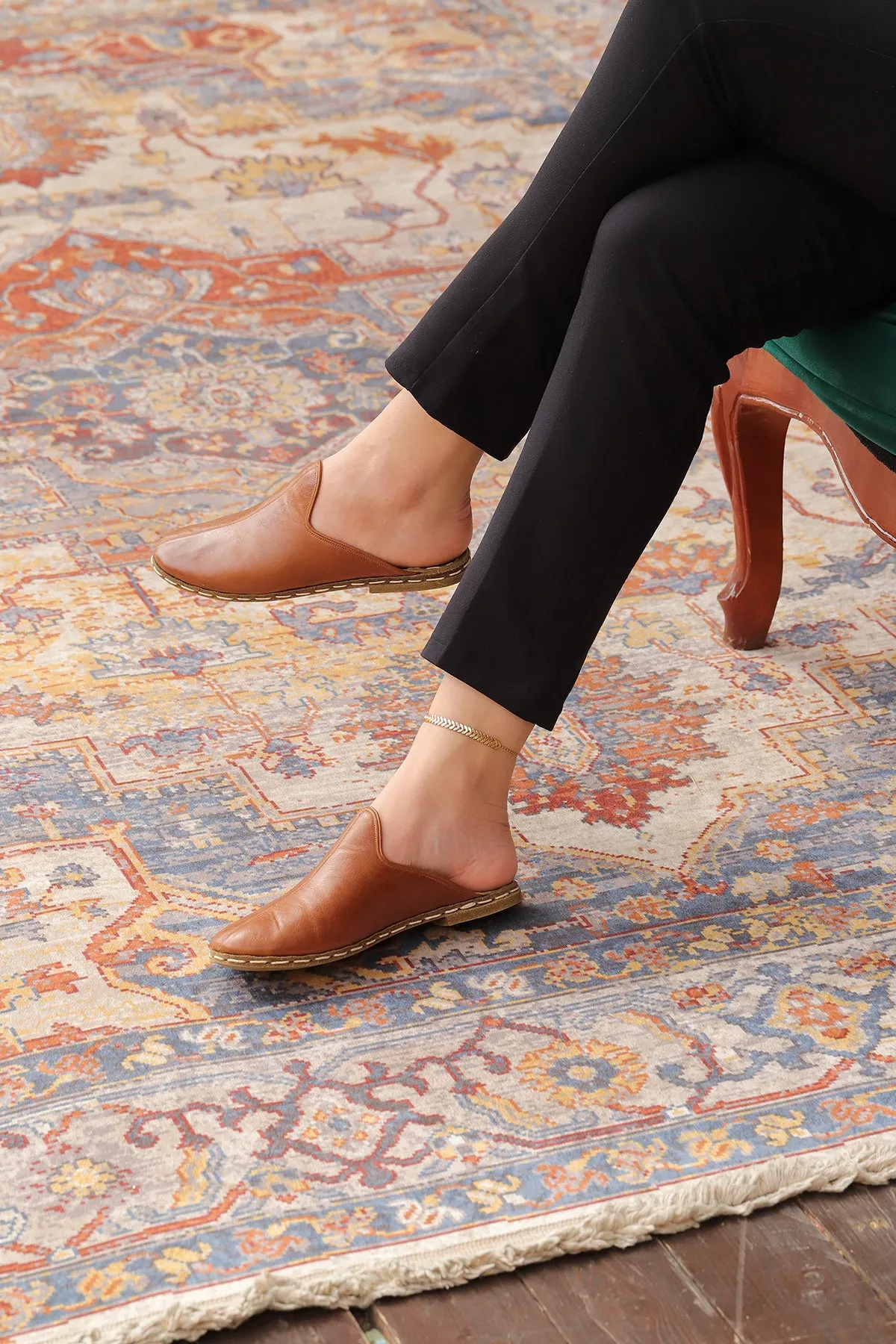 Chestnut Handmade Leather Slippers (Women's)