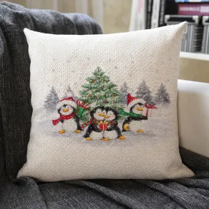 Christmas Themed Linen Pillowcase