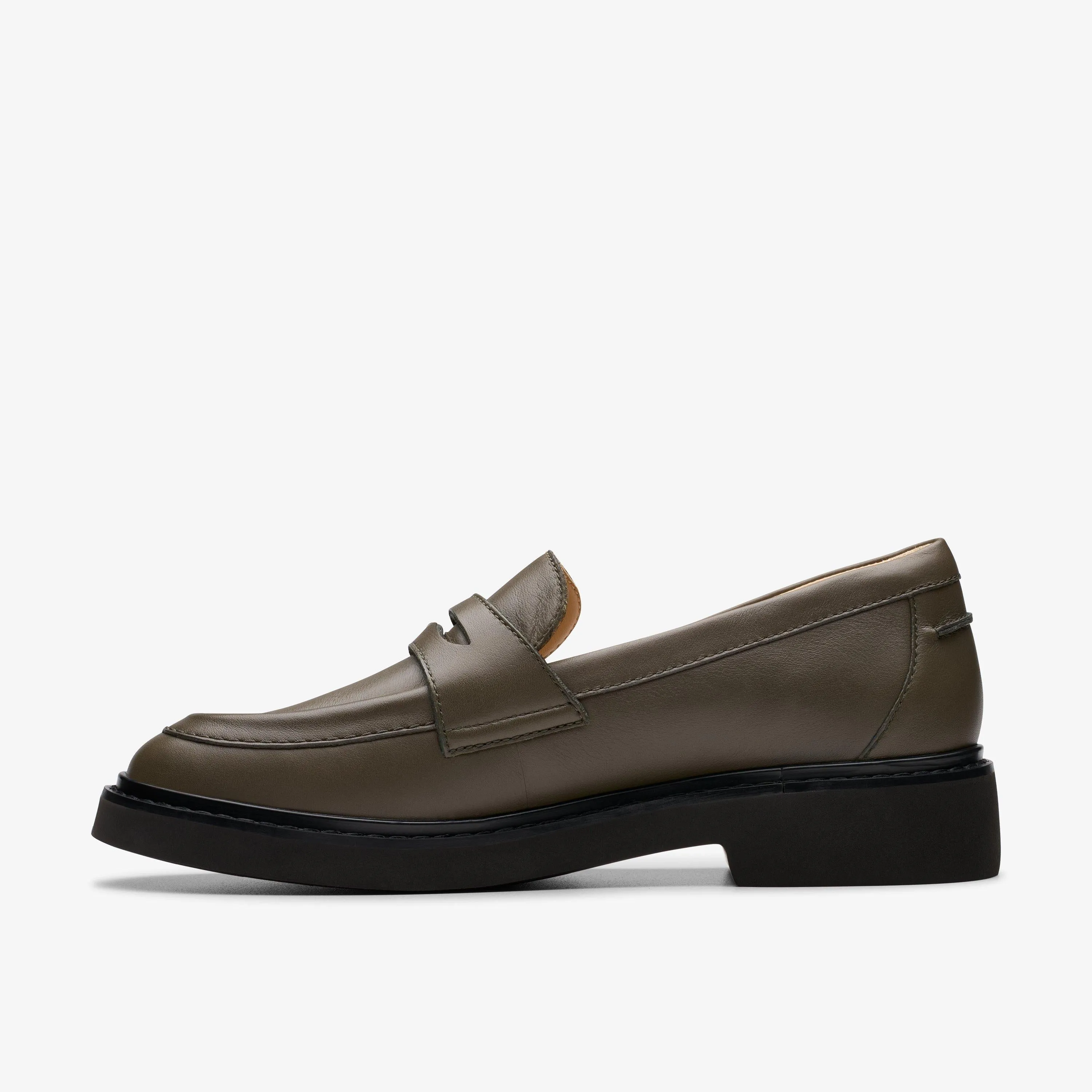 Clarks Women's Splend Edge Dark Olive Leather 26179543