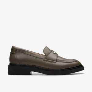 Clarks Women's Splend Edge Dark Olive Leather 26179543
