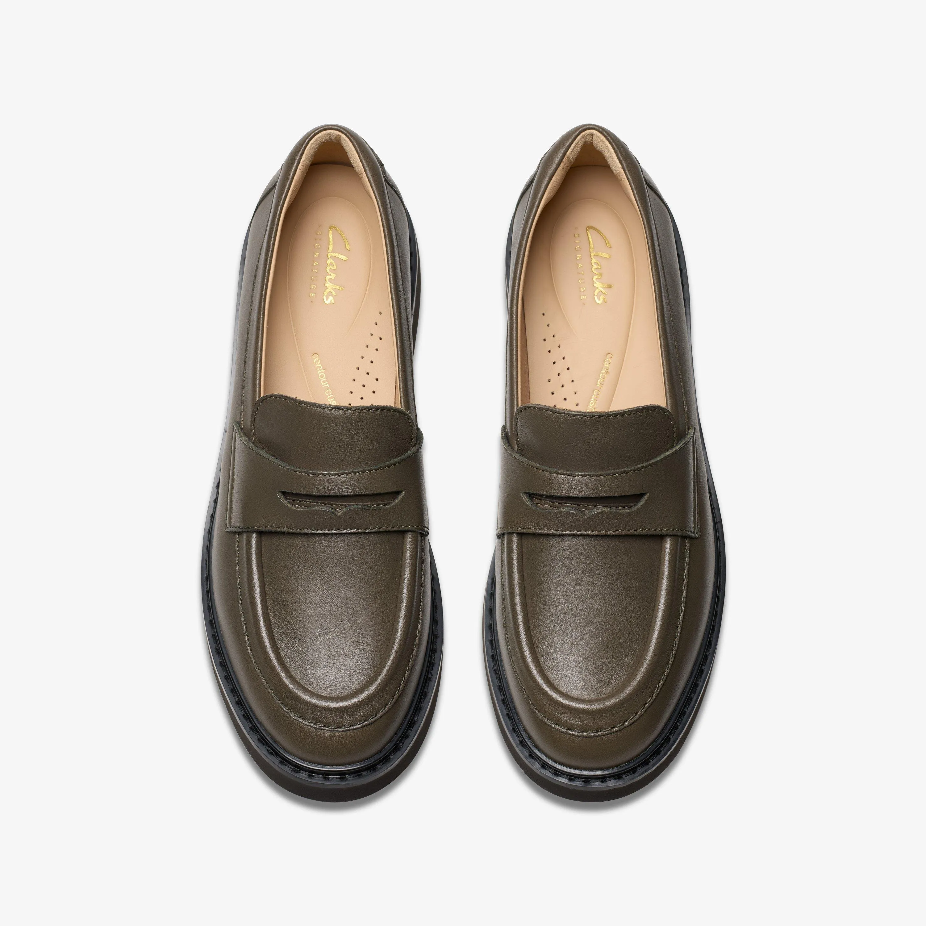 Clarks Women's Splend Edge Dark Olive Leather 26179543