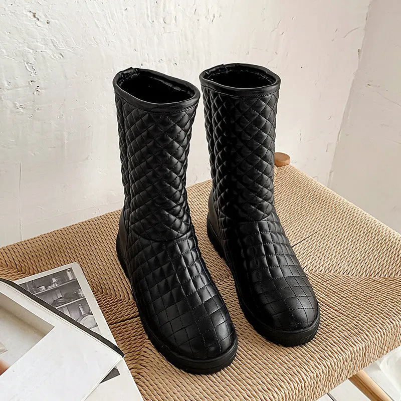 College Style Women's Shoes Size 33-50 Warm Mid-Tube Snow Boots